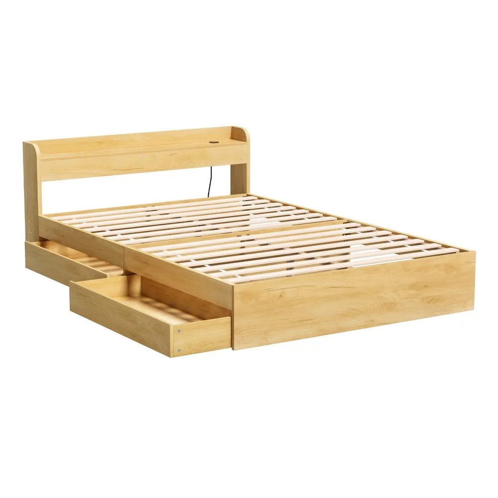 Artiss Bed Frame Double Size with Charging Ports and 2