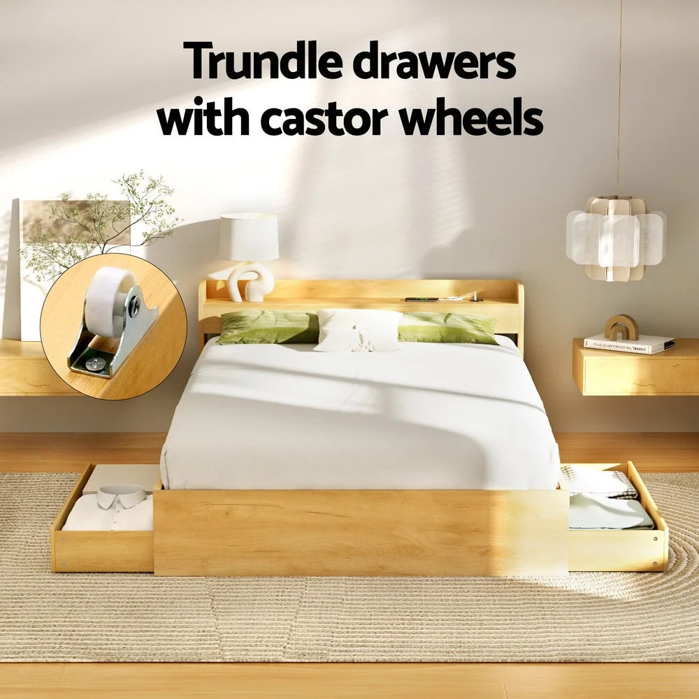 Artiss Bed Frame Double Size with Charging Ports and 2