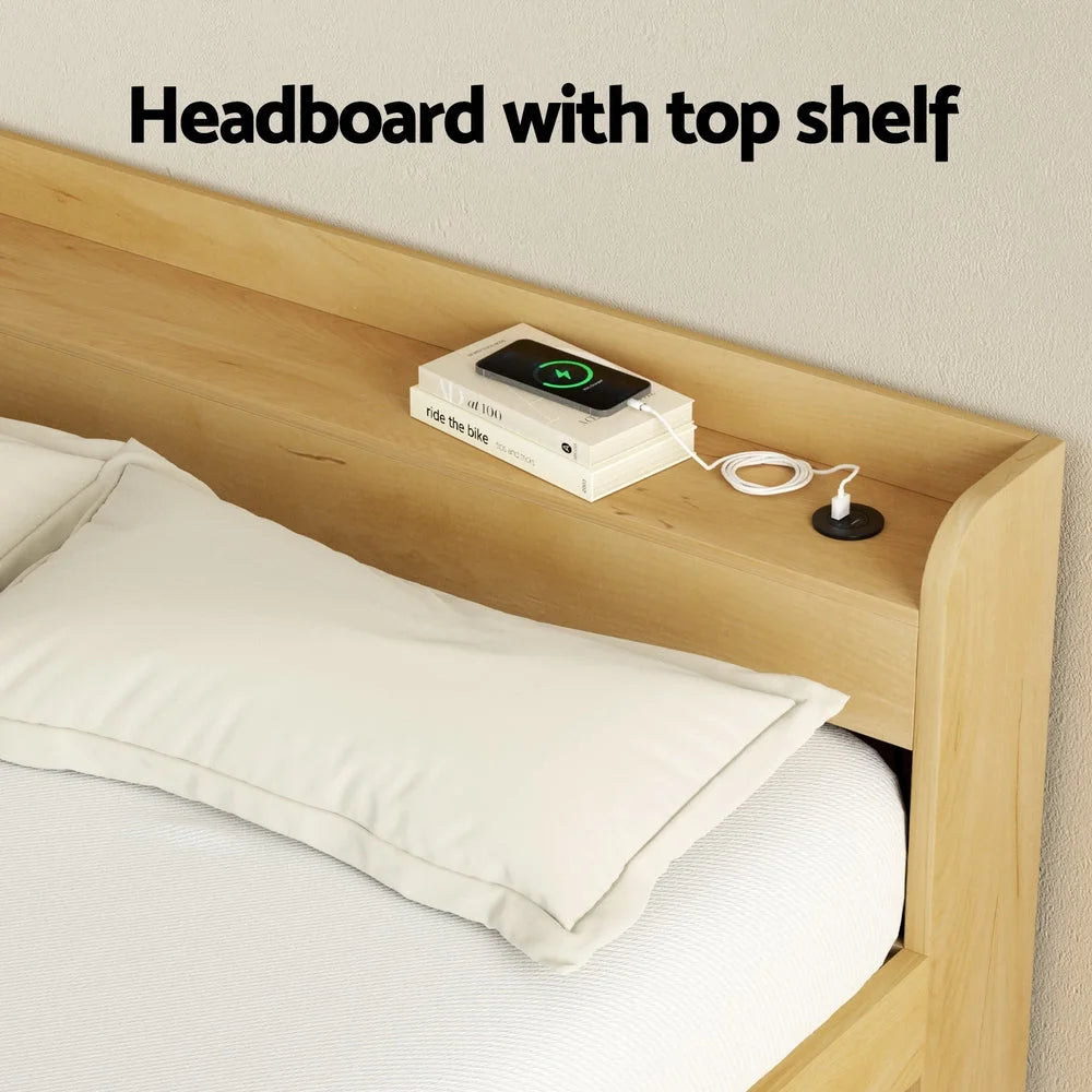 Artiss Bed Frame Double Size with Charging Ports and 2