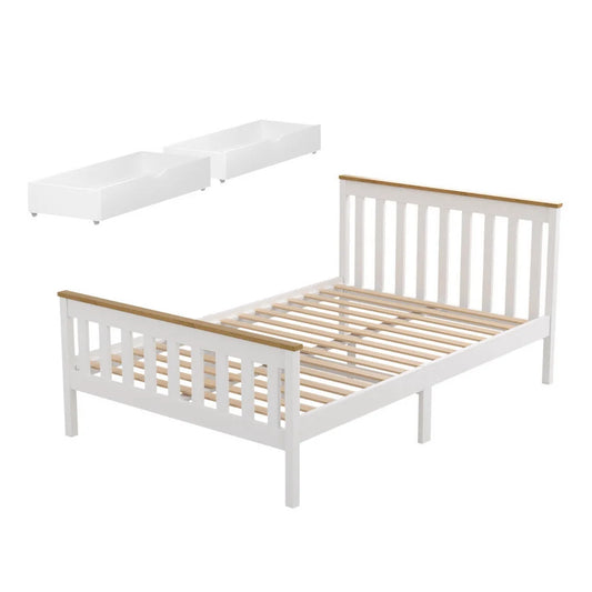 Artiss Bed Frame Double Size Wooden Platform with 2 Storage