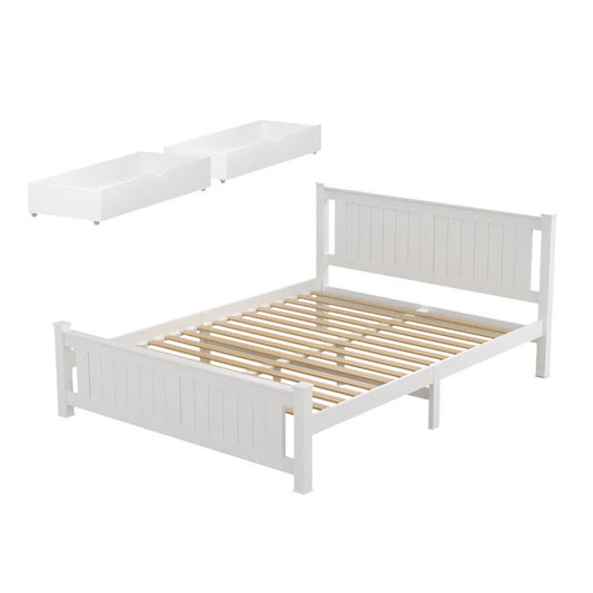 Artiss Bed Frame Double Size Wooden Platform with 2 Storage