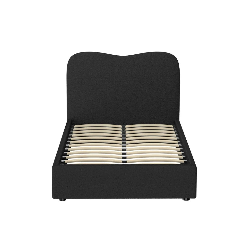 Bed king single with platform base and padded headboard