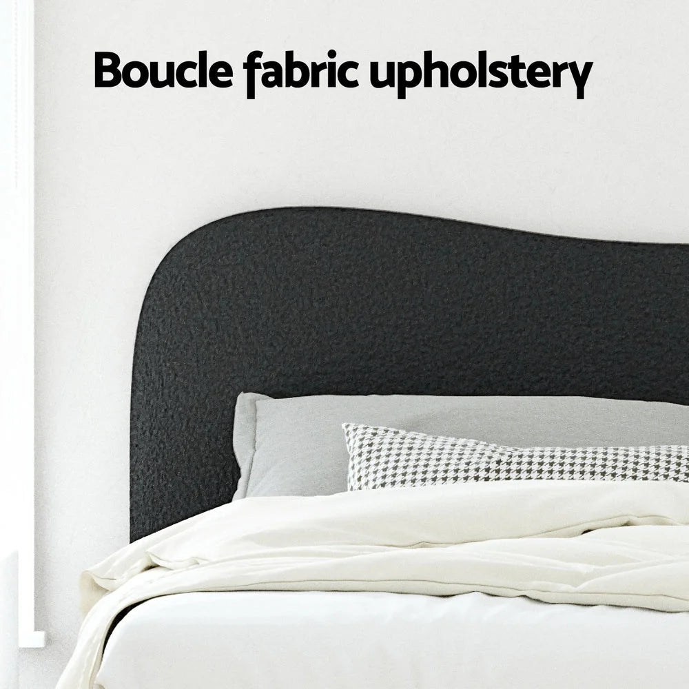 Bed king single with gas lift storage and fabric headboard