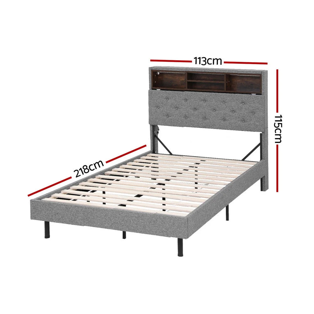 Artiss Bed Frame King Single Size LED Mattress Base