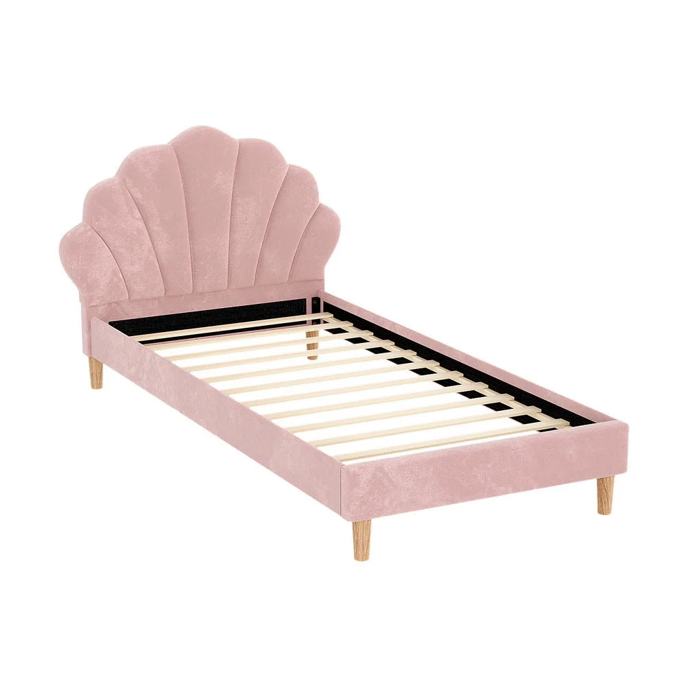 Artiss Bed Frame King Single Size Scallop-Shape Bedhead