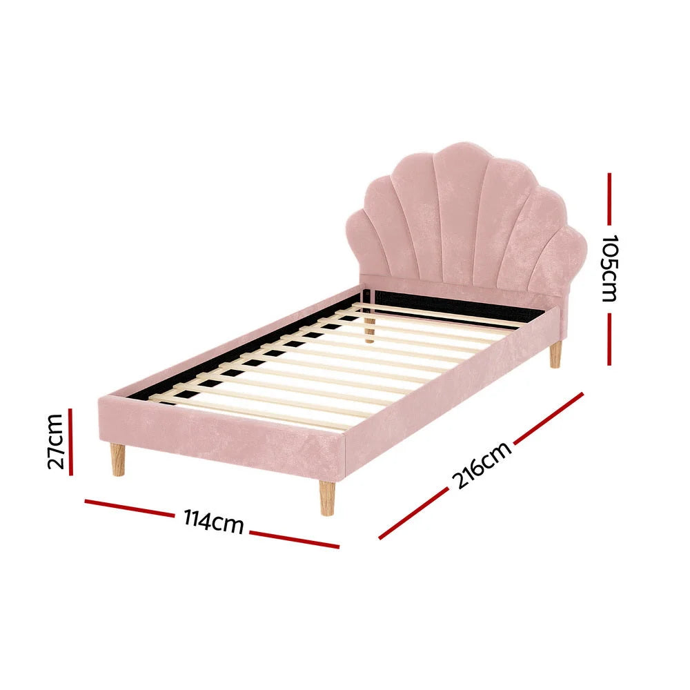 Artiss Bed Frame King Single Size Scallop-Shape Bedhead