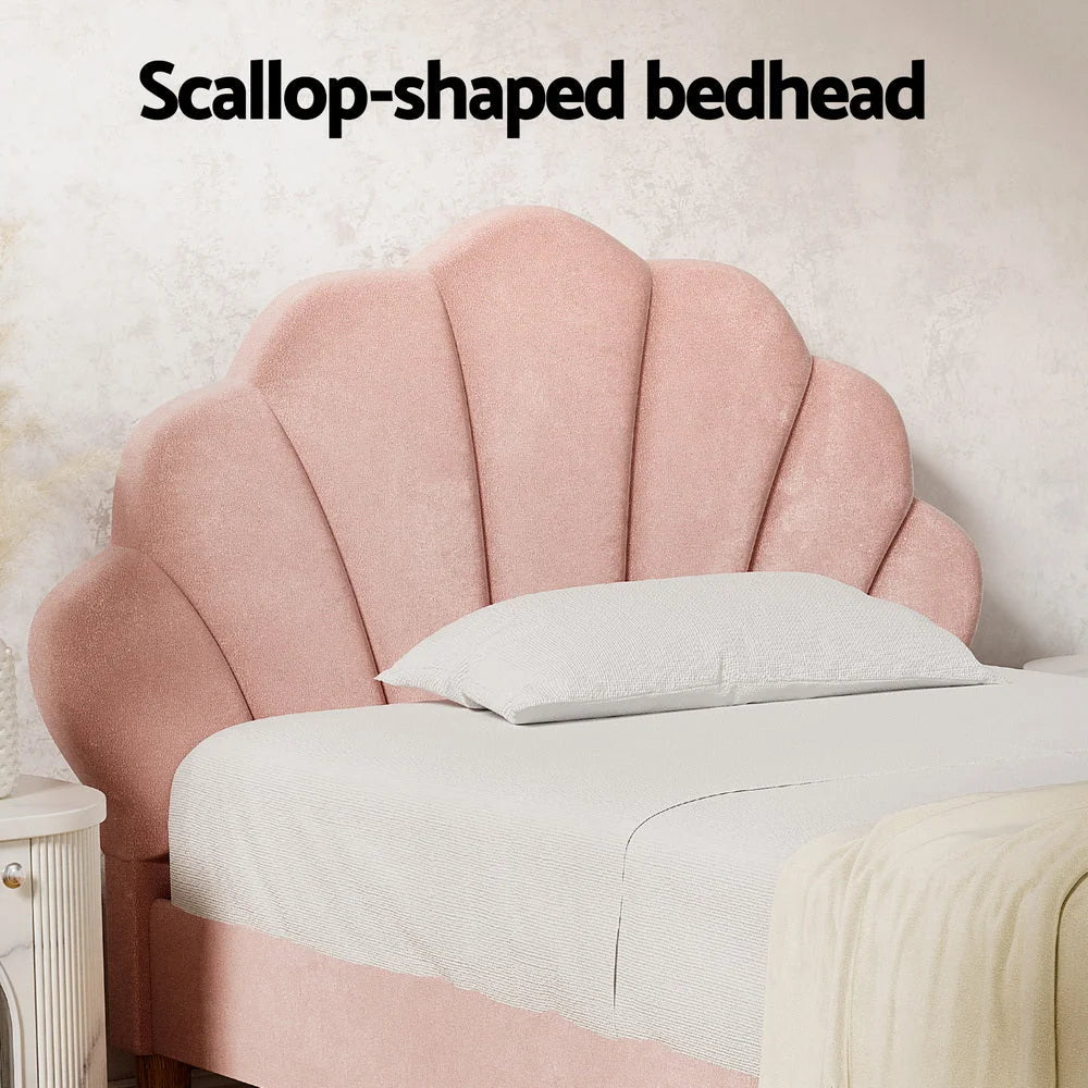 Artiss Bed Frame King Single Size Scallop-Shape Bedhead