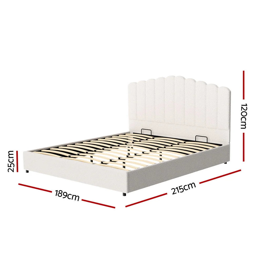Bed frame with king size boucle fion bedroom