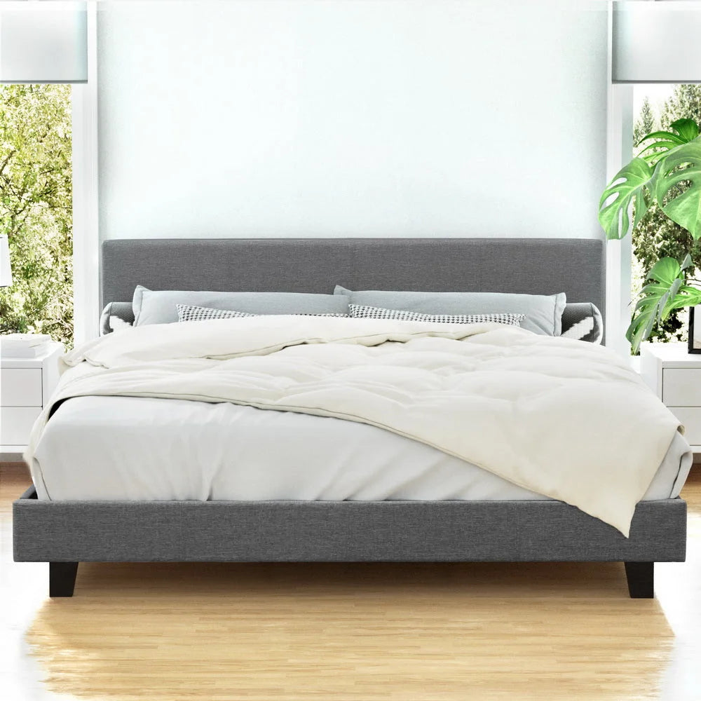 Grey bed frame with king size neo bedroom