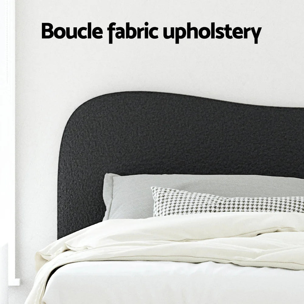 Bed frame with queen size boucle dara