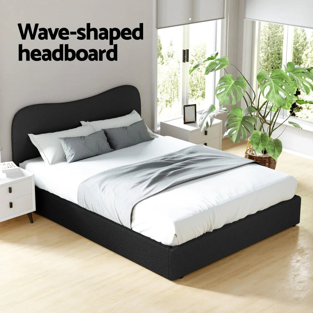 Bed frame with queen size boucle dara bedroom