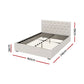 Bed Frame Queen Size Gas Lift Beige VILA