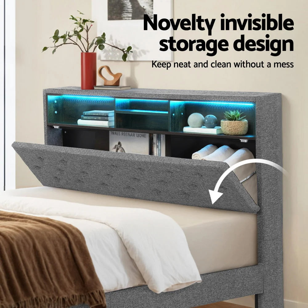 Artiss Bed Frame Queen Size LED Mattress Base Platform