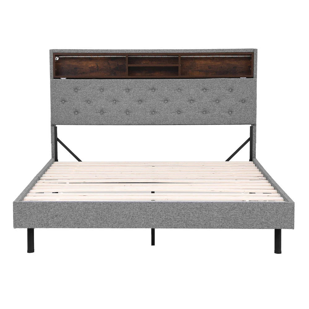Artiss Bed Frame Queen Size LED Mattress Base Platform
