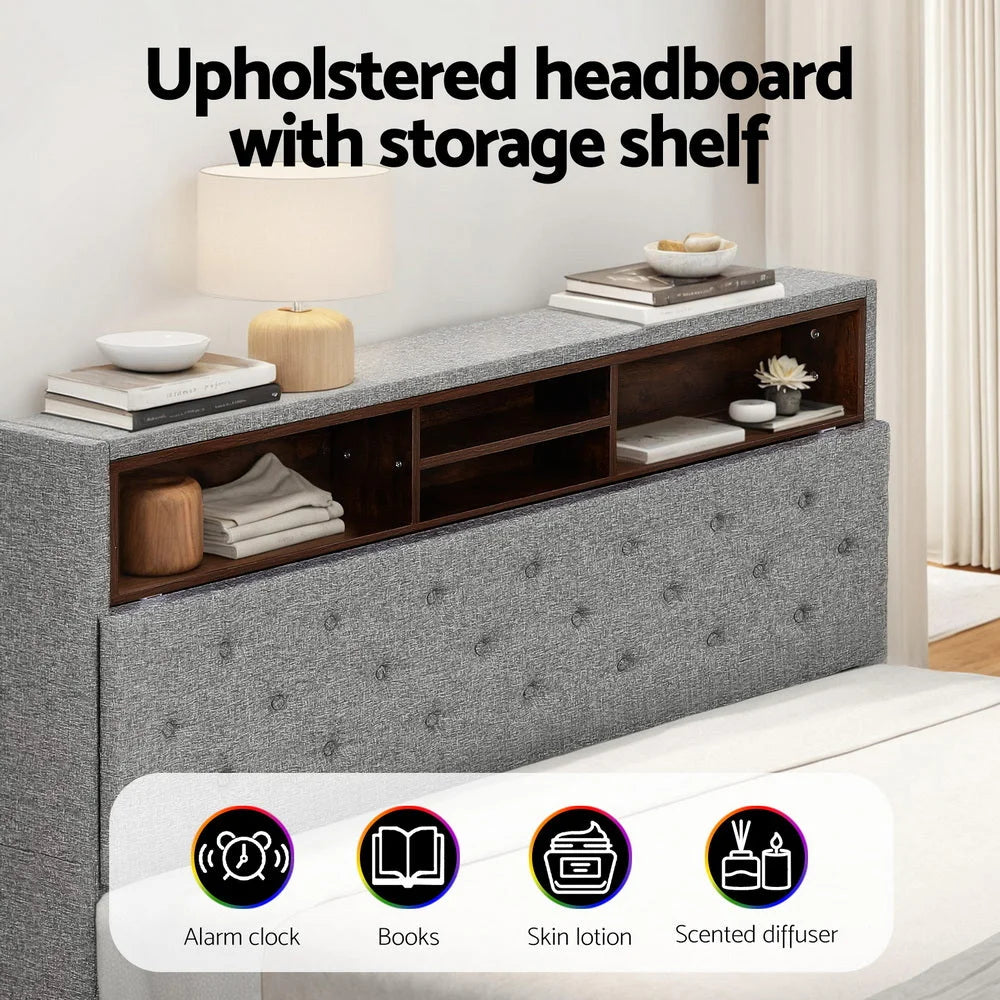 Artiss Bed Frame Queen Size LED Mattress Base Platform