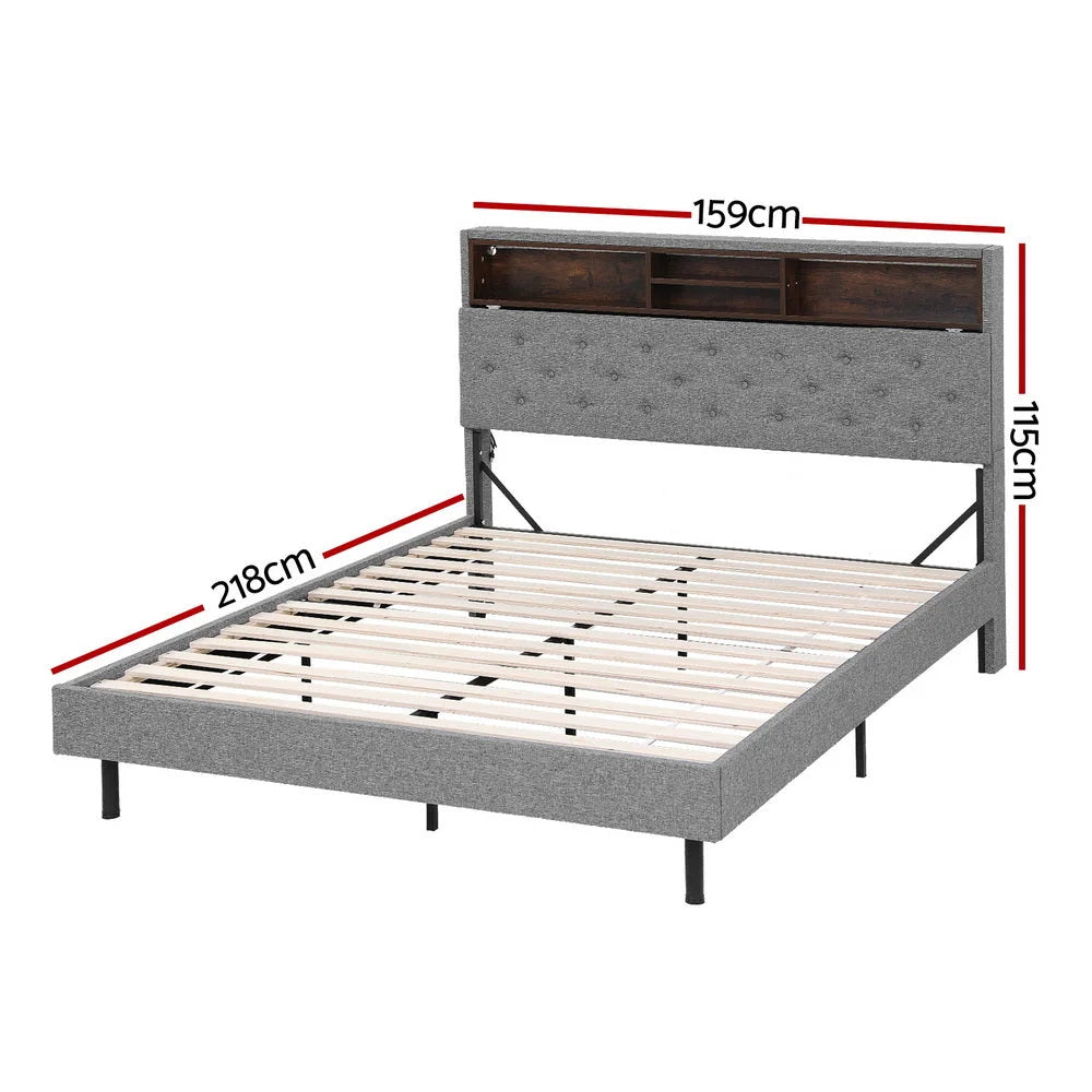 Artiss Bed Frame Queen Size LED Mattress Base Platform