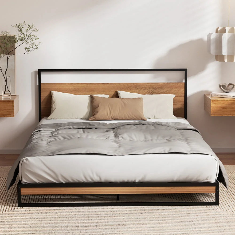 Artiss Bed Frame Queen Size Metal Frame DANE with Mattress