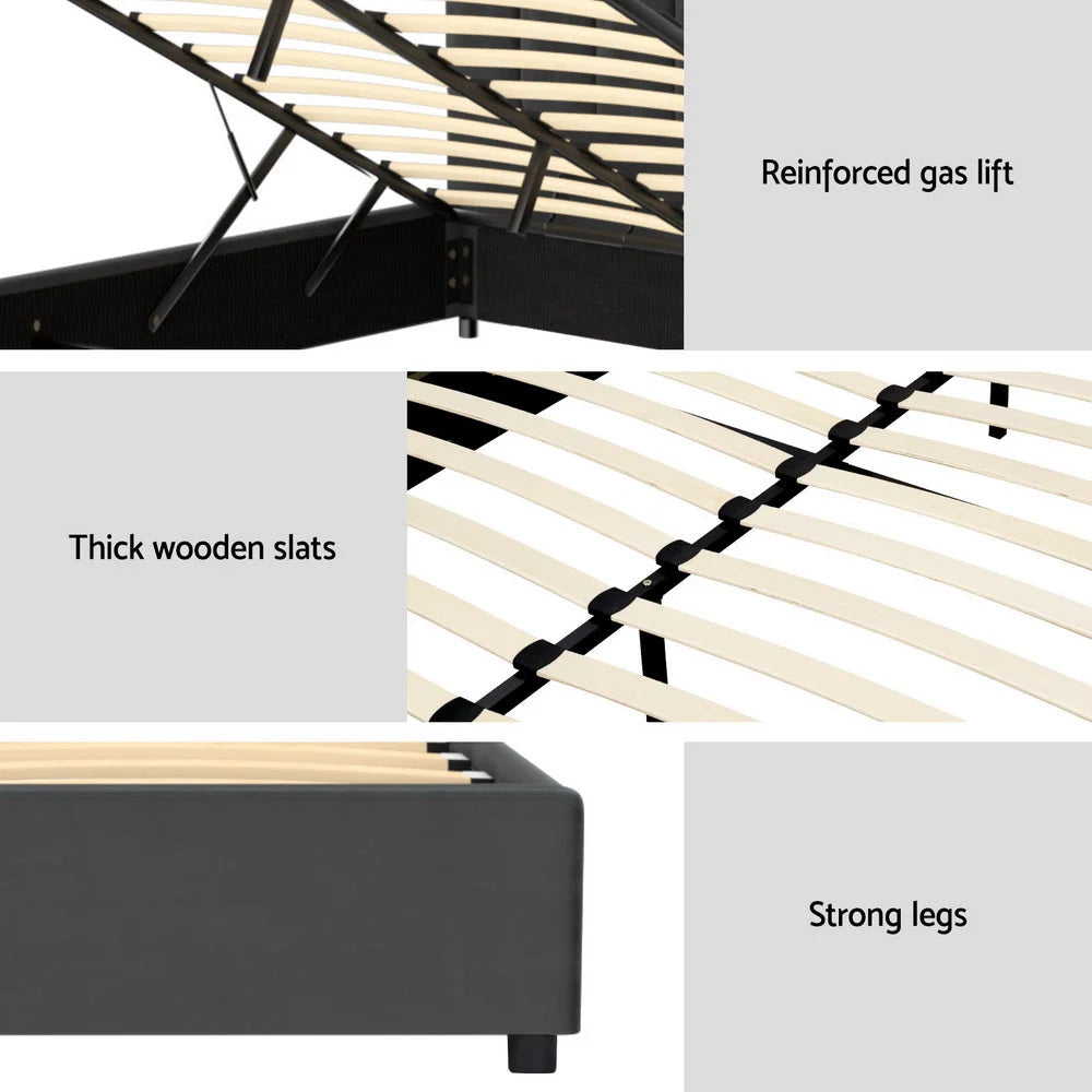 Artiss Bed Frame Queen Size Velvet Grey FION - Furniture >