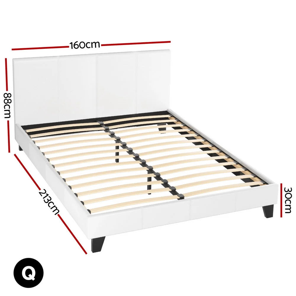 Artiss Bed Frame Queen Size White NEO - Furniture > Bedroom