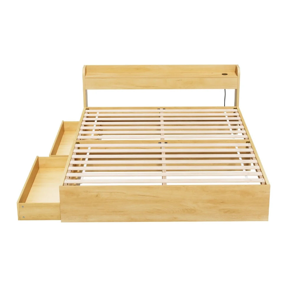 Artiss Bed Frame Queen Size with Charging Ports and 2