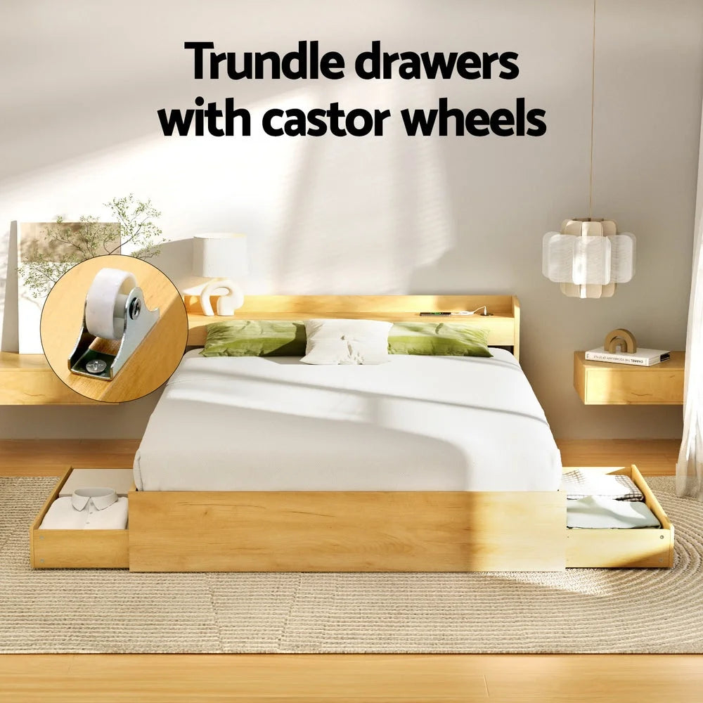 Artiss Bed Frame Queen Size with Charging Ports and 2