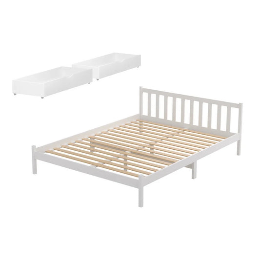 Artiss Bed Frame Queen Size Wooden Platform with 2 Storage