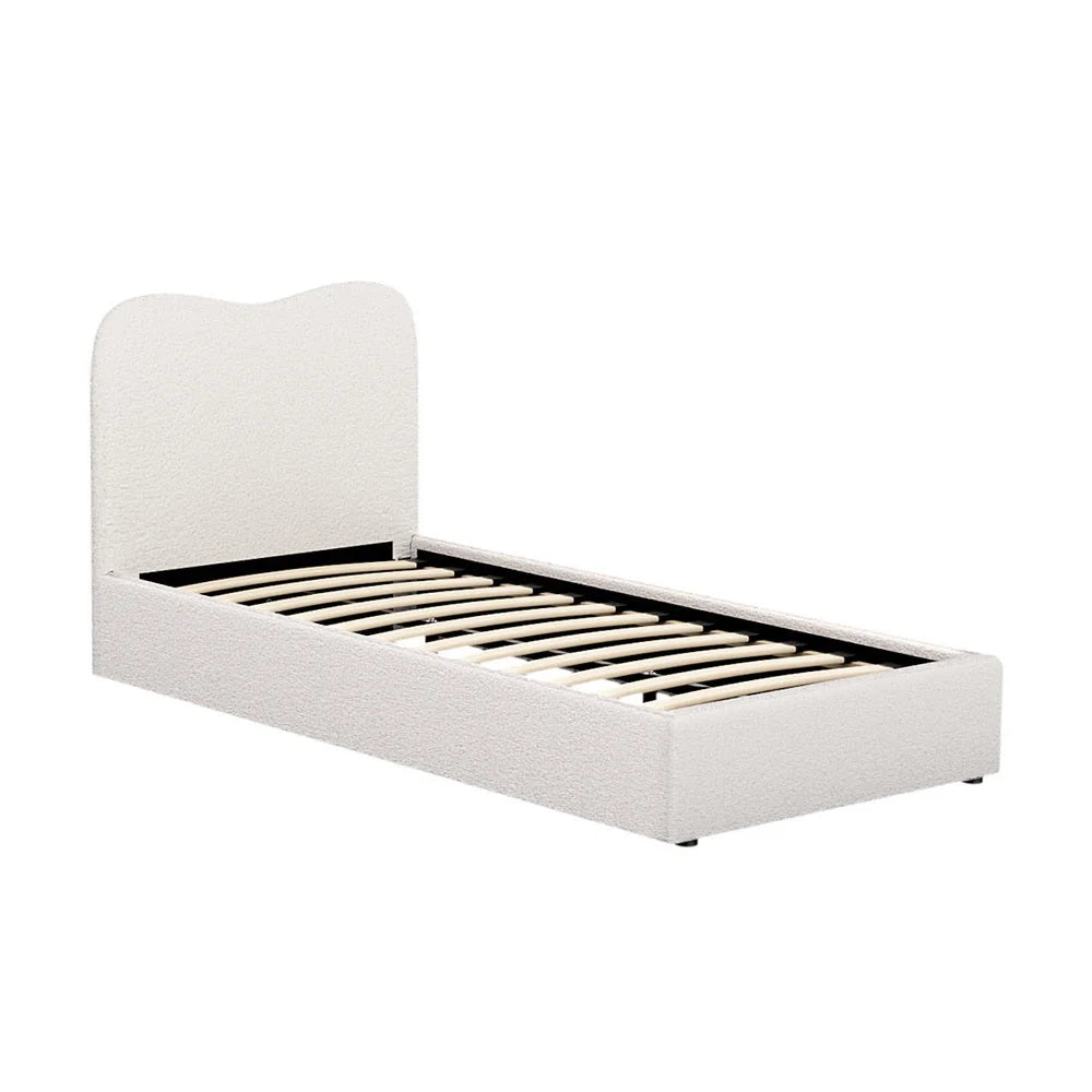 Bed single size with display setup and product form