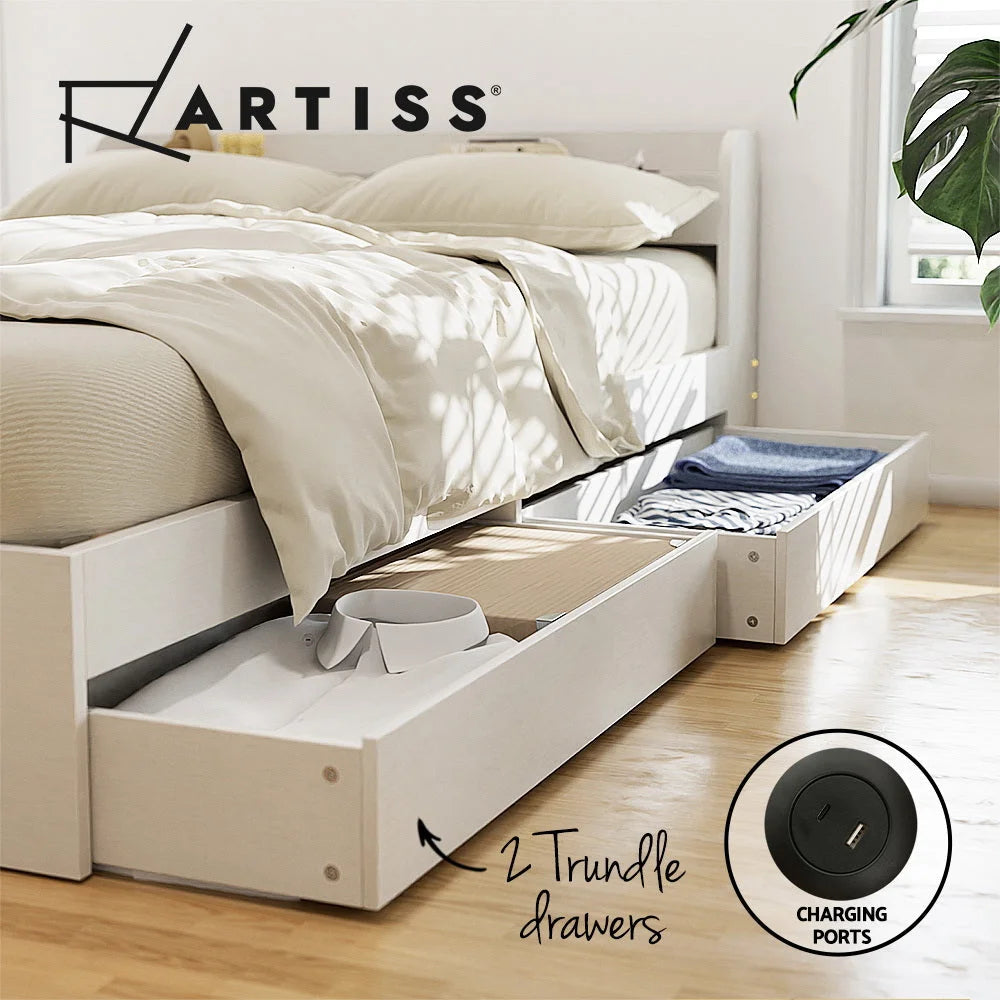 Artiss Bed Frame Single Size with Charging Ports and 2