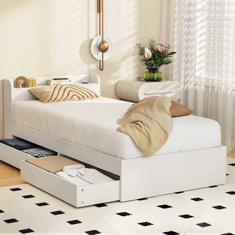 Artiss Bed Frame Single Size with Charging Ports and 2