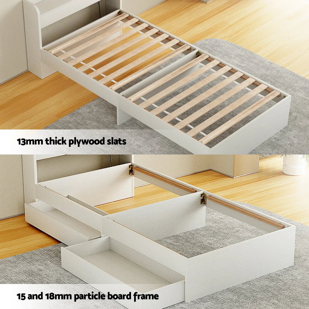 Artiss Bed Frame Single Size with Charging Ports and 2