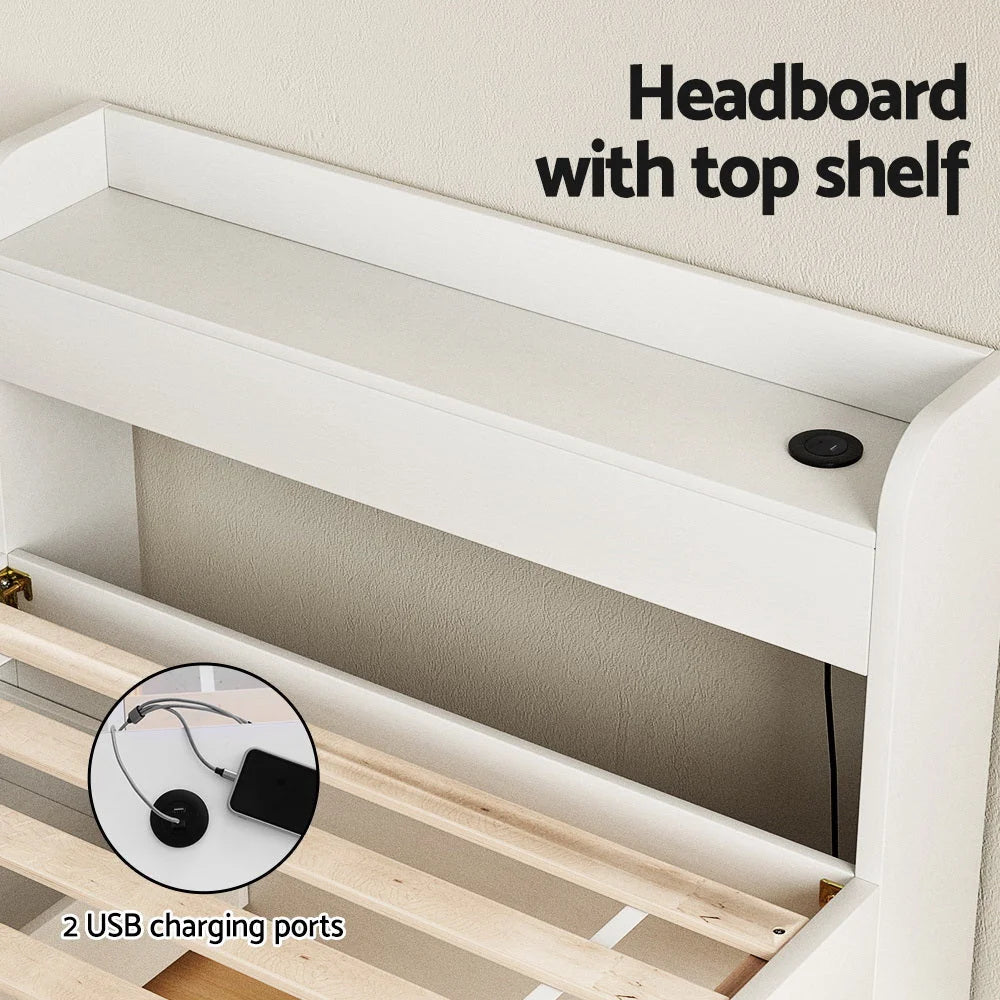 Artiss Bed Frame Single Size with Charging Ports and 2