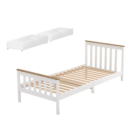 Artiss Bed Frame Single Size Wooden Platform with 2 Storage