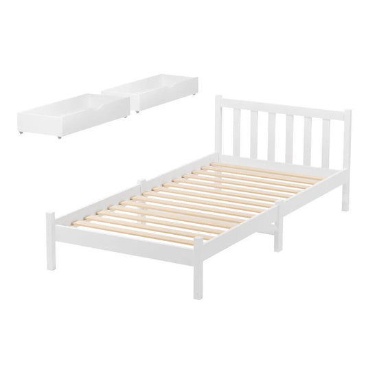 Artiss Bed Frame Single Size Wooden Platform with 2 Storage