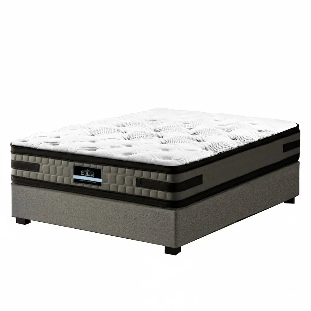 Grey 36cm gas lift bed frame with gas lift storage base and fabric headboard