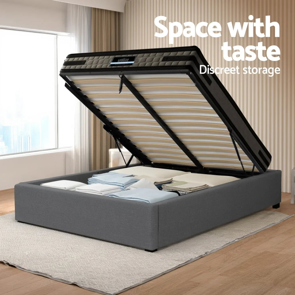 Gas lift bed frame with mattress king single