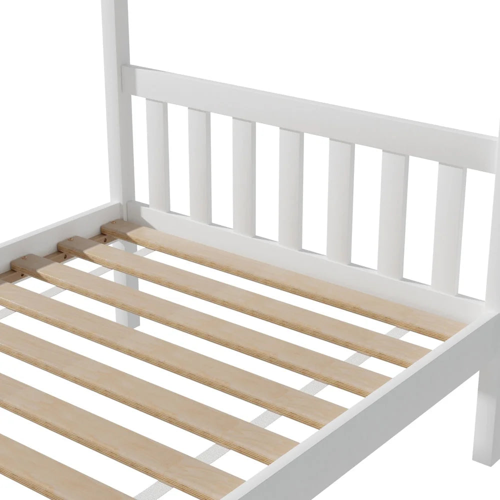Artiss Bed Frame Wooden Base Kids Single Timber House Beds