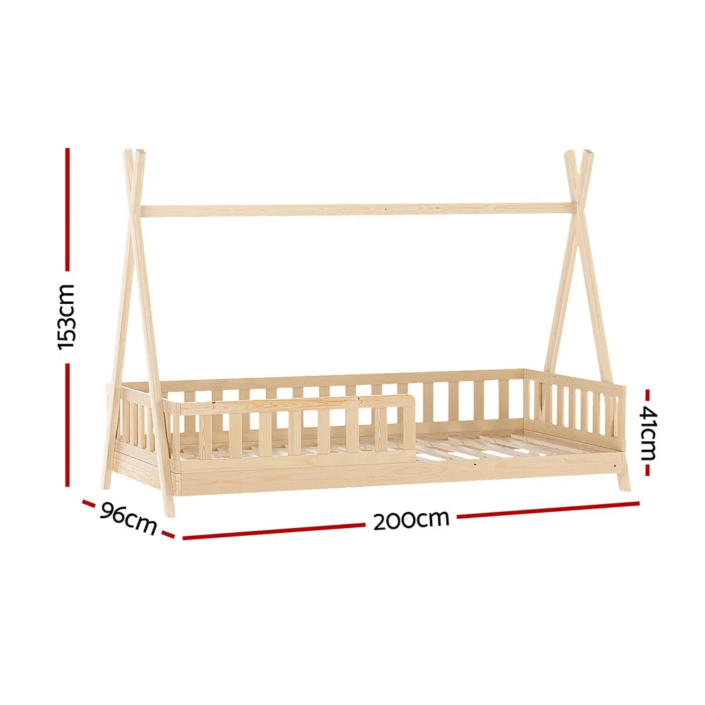 Wooden bed frame Kids House Frames Oak PUAH