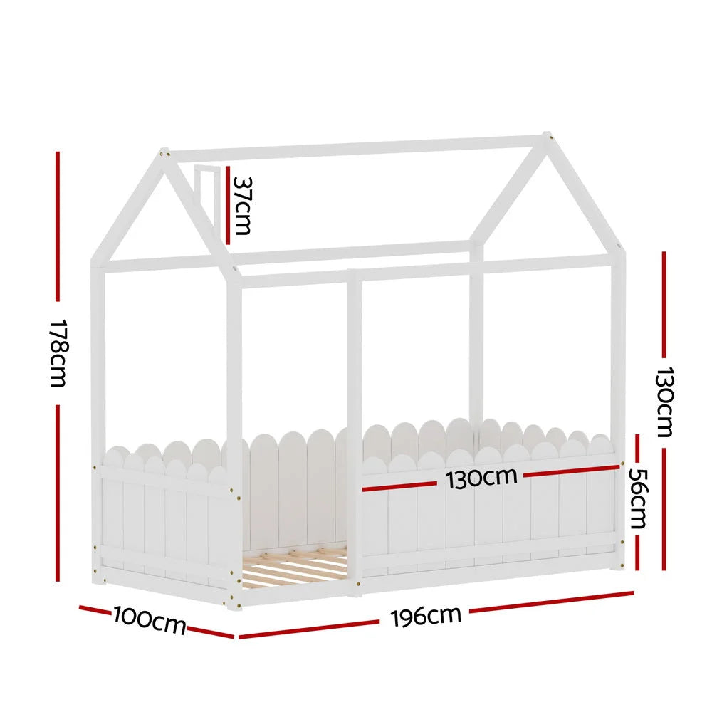 Bed Frame Wooden Kids House Single