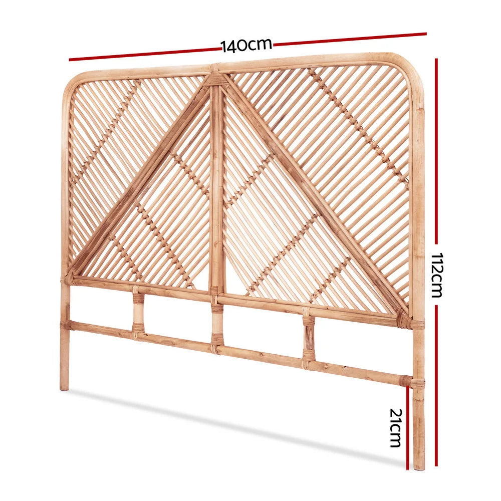 Artiss Bed Headboard Double Bedhead Rattan - FRED Pine