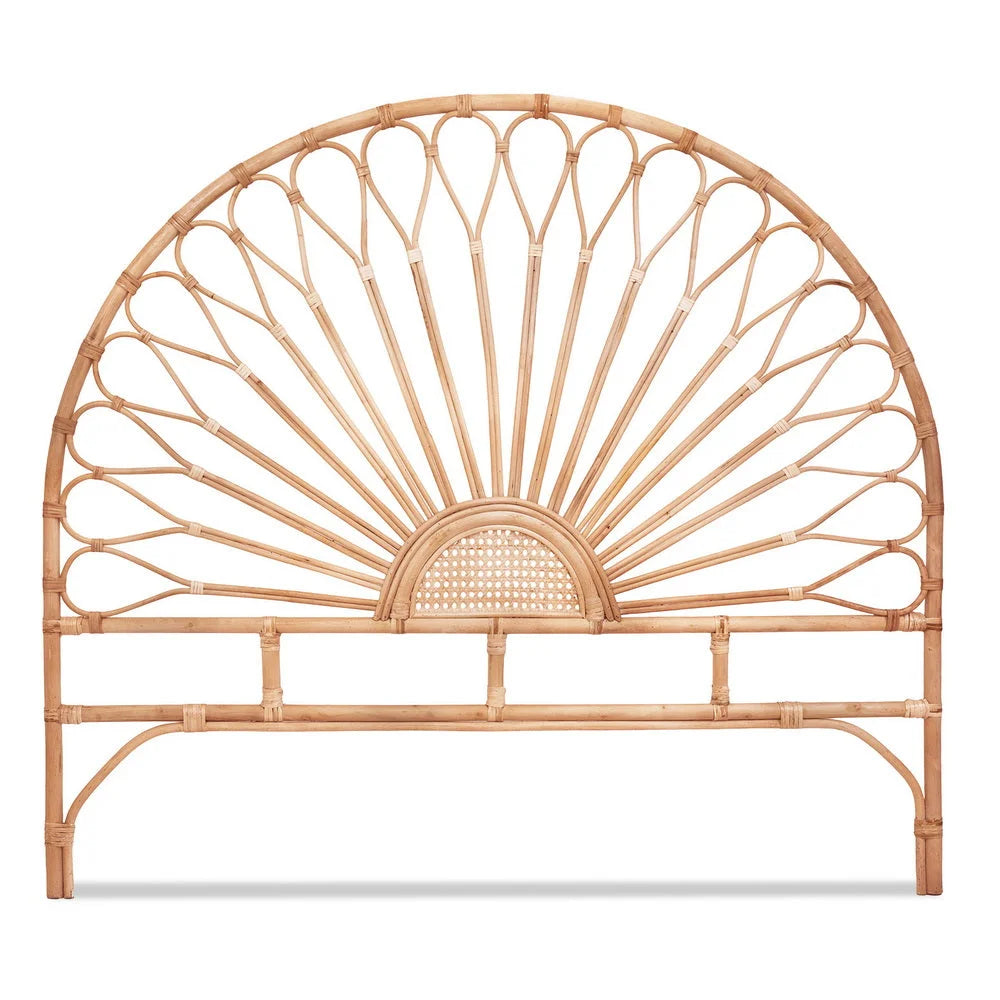 Rattan bed headboard queen with assembled layout and visible hardware