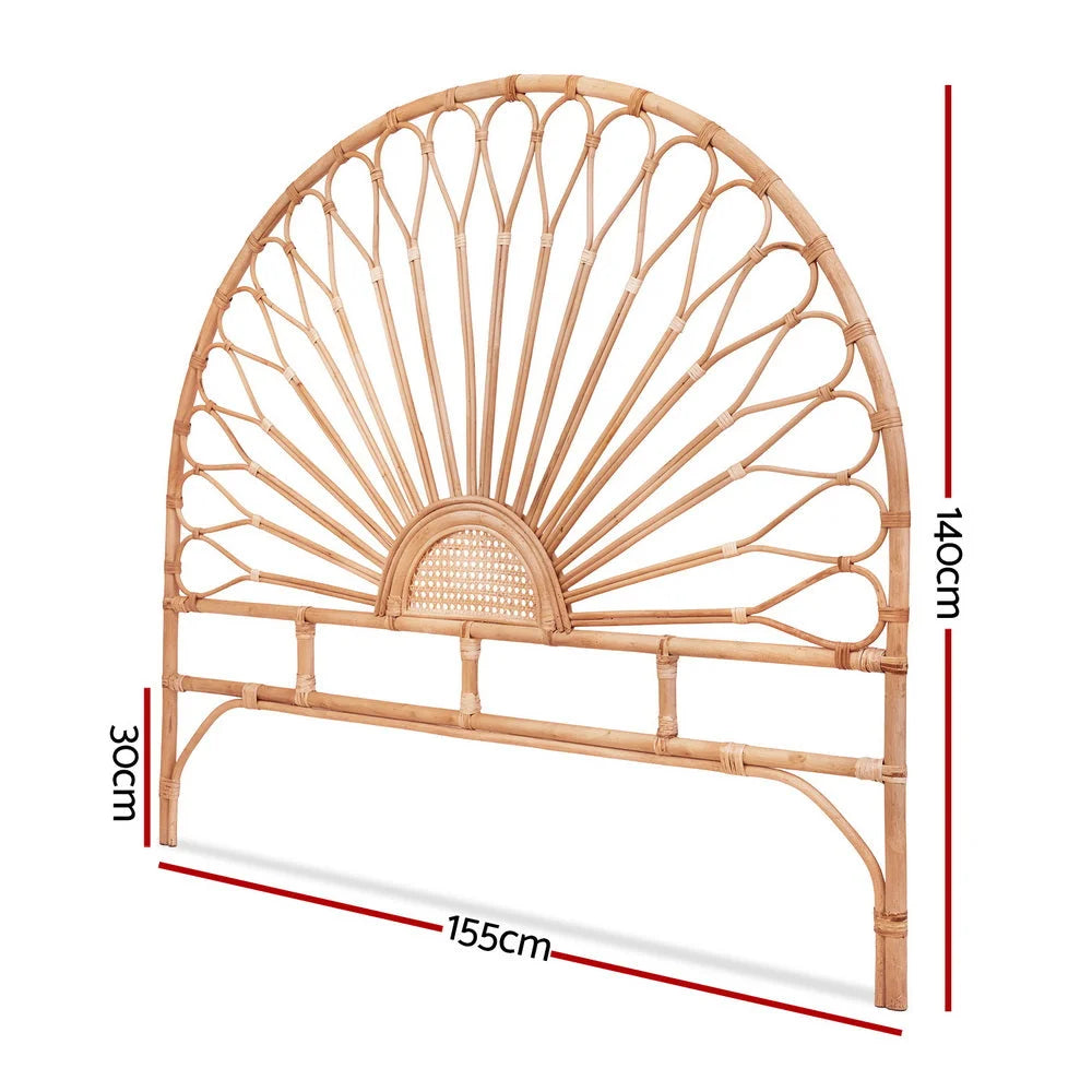 Rattan bed headboard queen with material finish and practical fittings