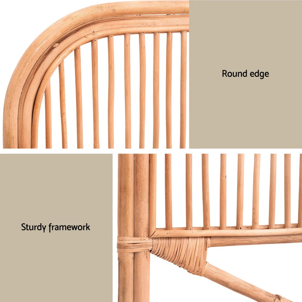 Artiss Bed Headboard Queen Bedhead Rattan - NERO Pine