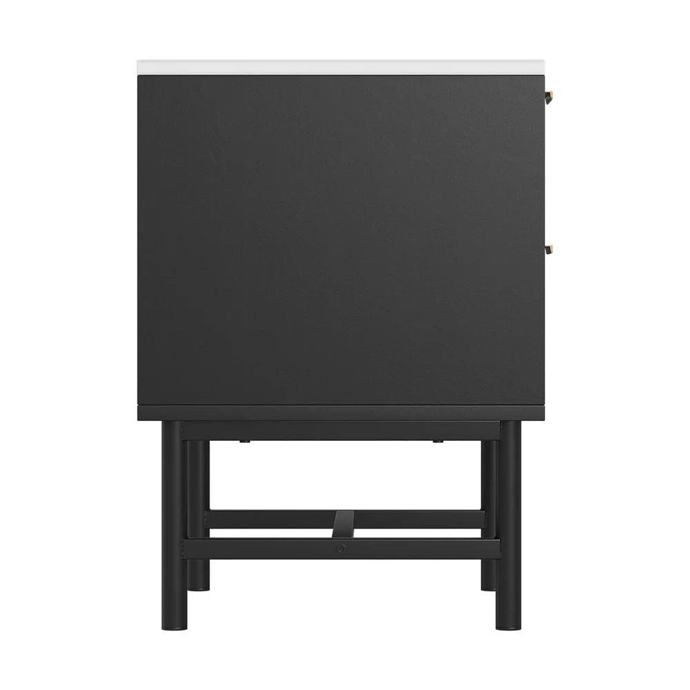 Artiss Bedside Table 2 Drawers - Black - Furniture >