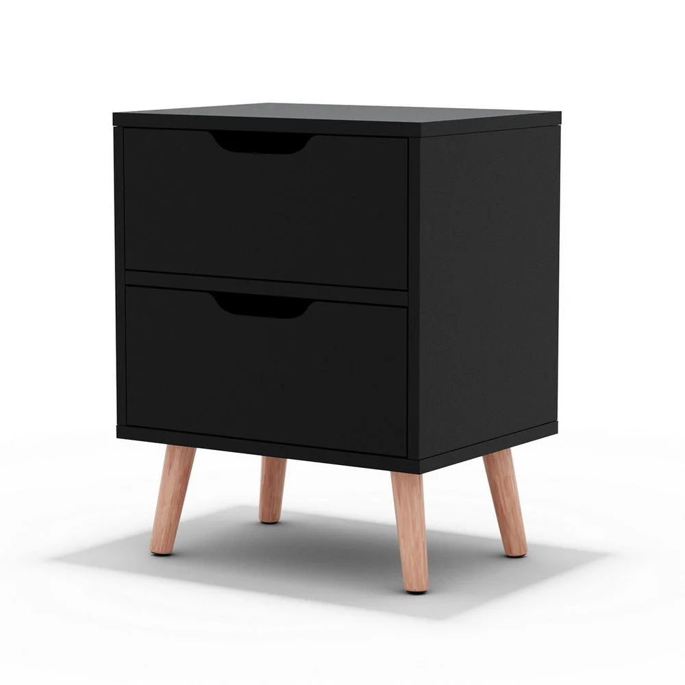 Artiss Bedside Table 2 Drawers - BODEN Black - Furniture >