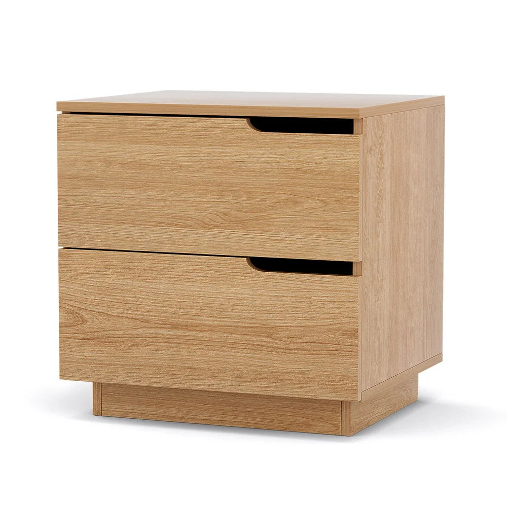 Artiss Bedside Table 2 Drawers Nightstand Pine - Furniture