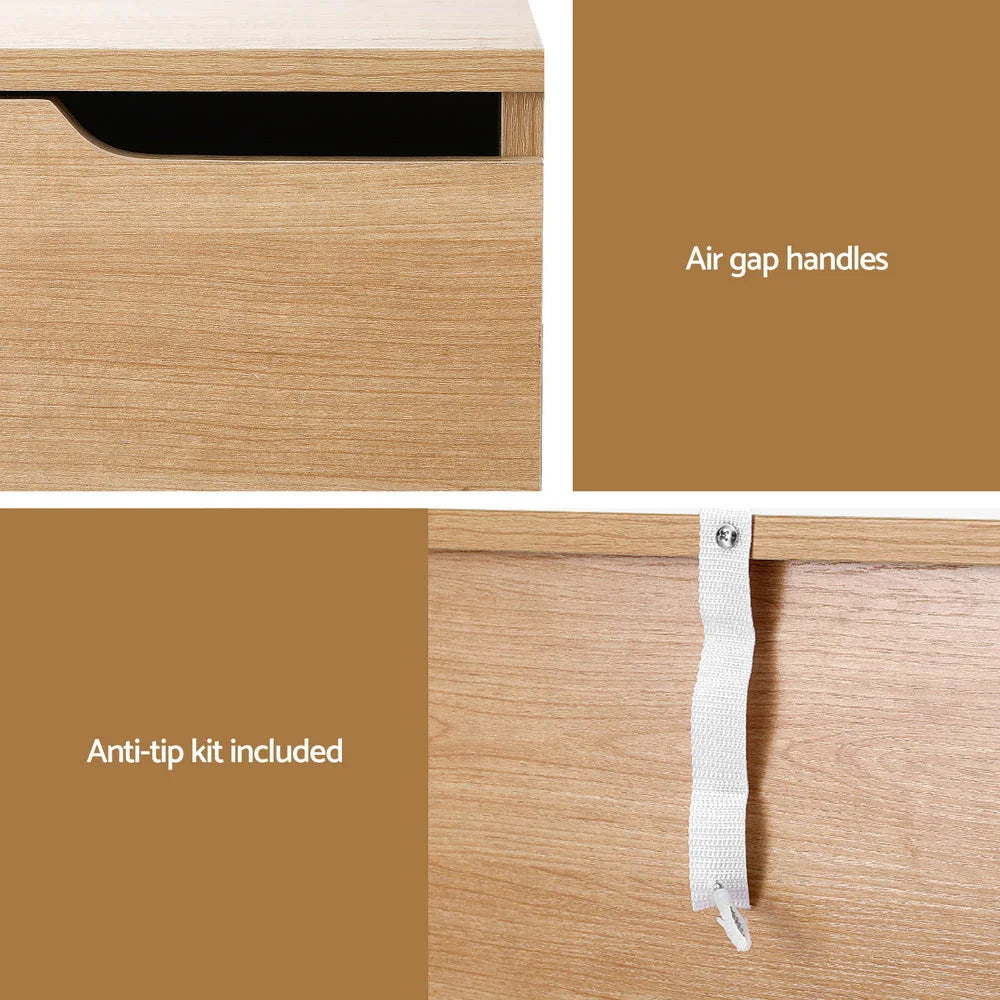Artiss Bedside Table 2 Drawers Nightstand Pine - Furniture