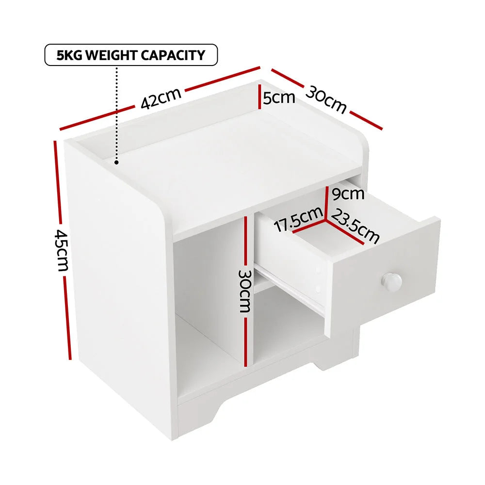 Bedside Table Drawer Nightstand Side End