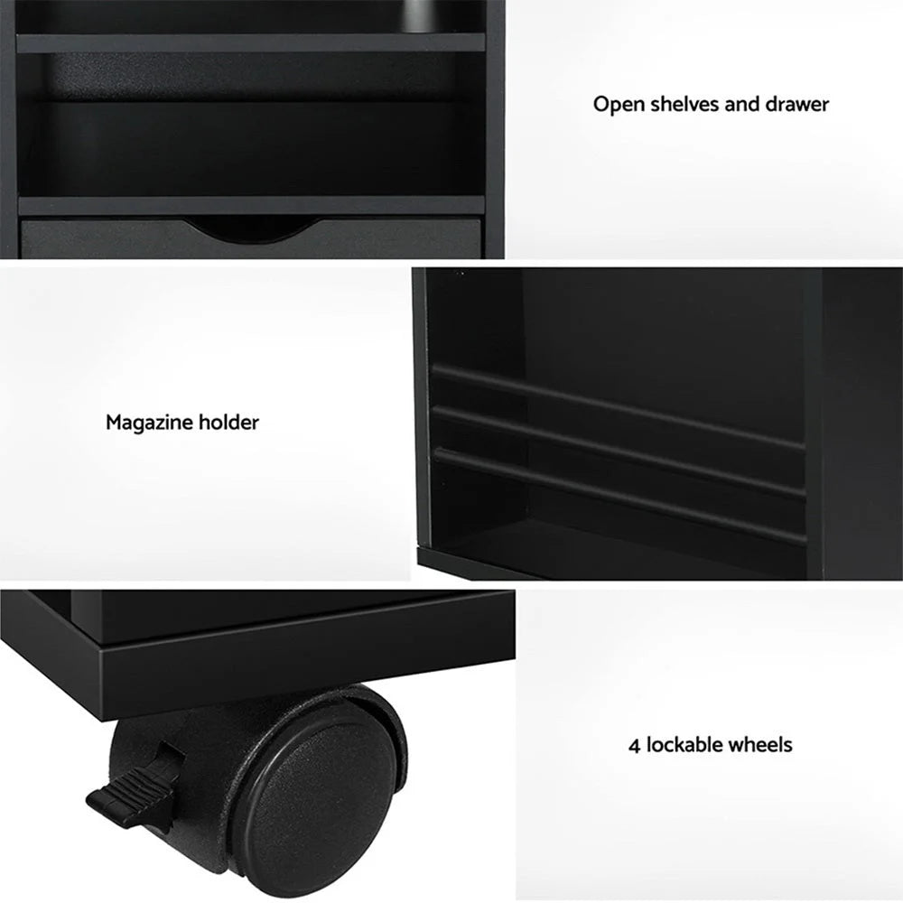 Bedside table USB with component details and storage context