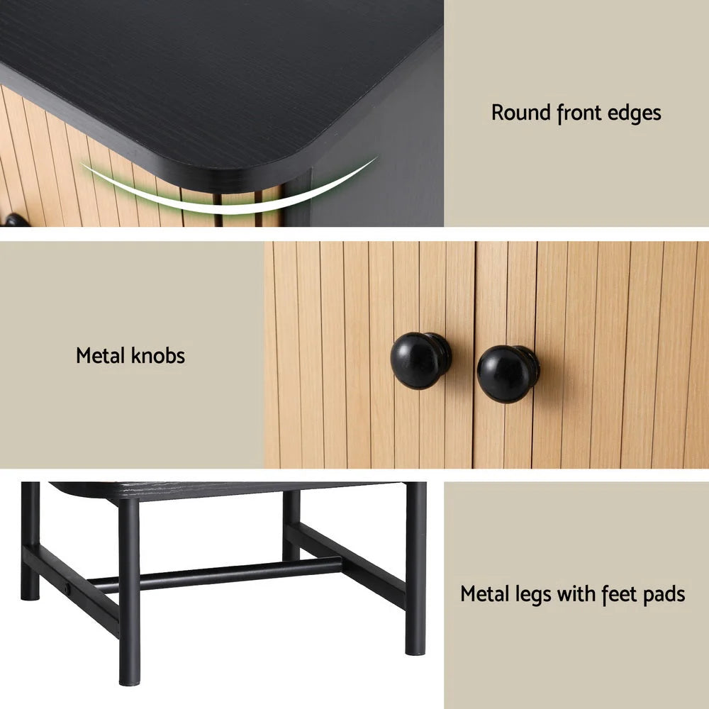 Artiss Bedside Table with Sliding Doors BORIS - Furniture >