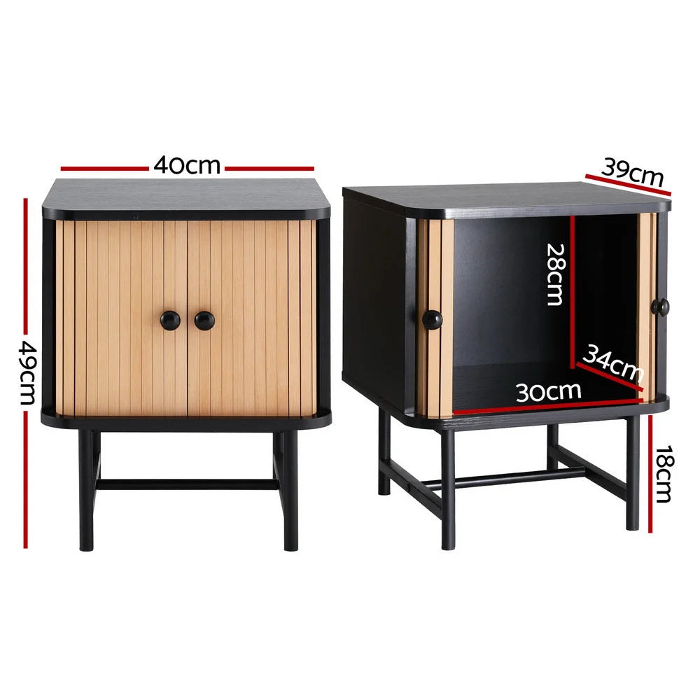 Artiss Bedside Table with Sliding Doors BORIS - Furniture >